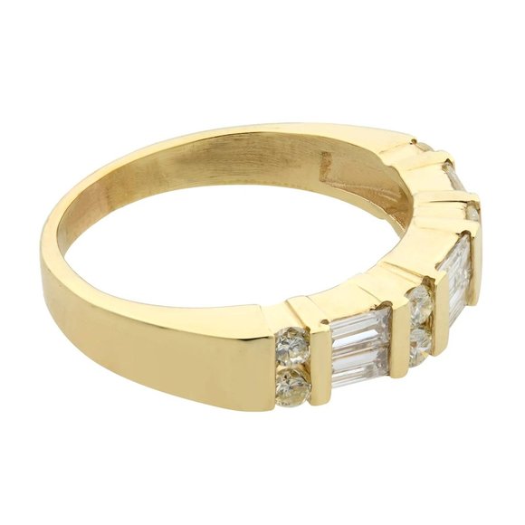 0.75Cttw Baguette And Round Cut Diamond Band Ring 14K Yellow Gold Size 5.5 - Picture 5 of 5